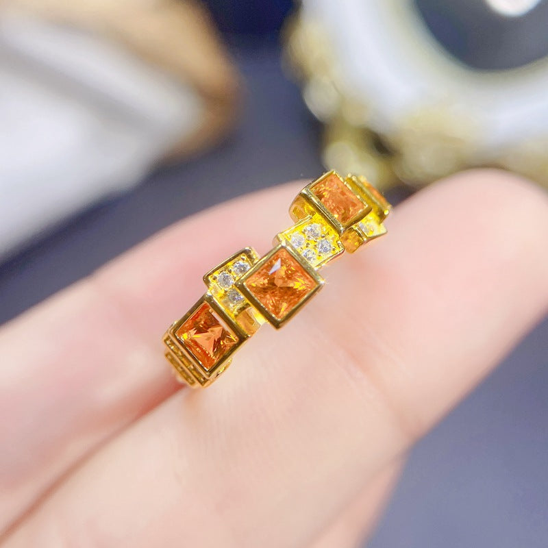 S925 Natural Citrine Ring