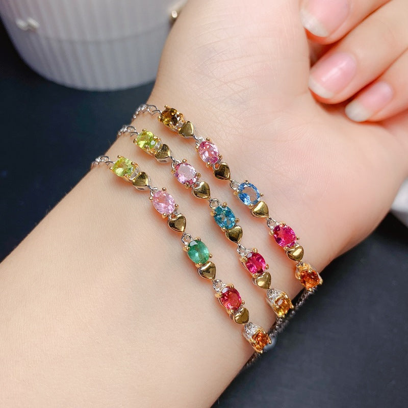 925 Silver Ladies Bracelet Natural Tourmaline