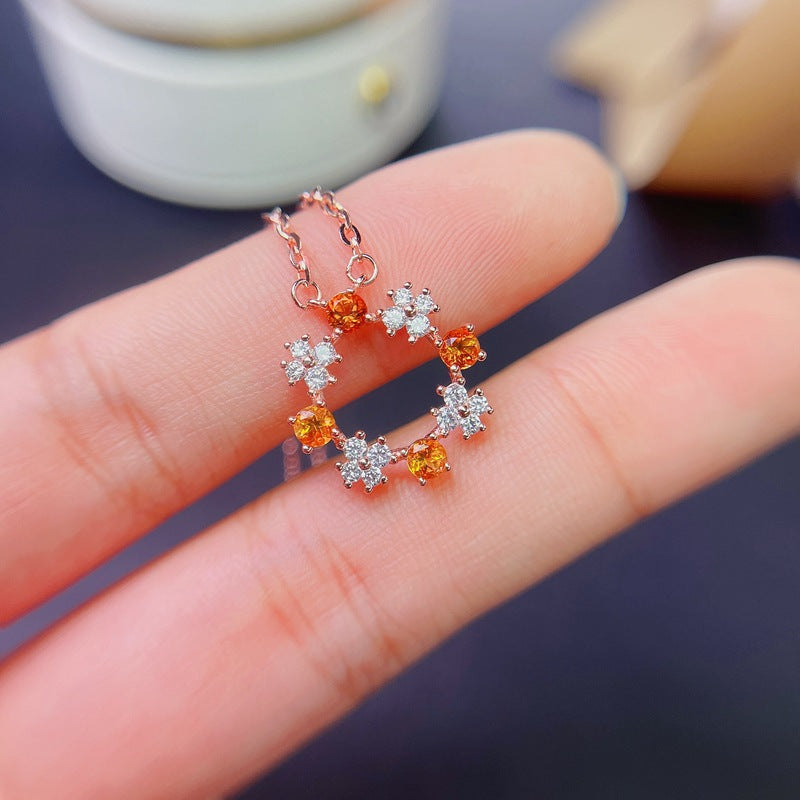 S925 Natural Color Gemstone Necklace