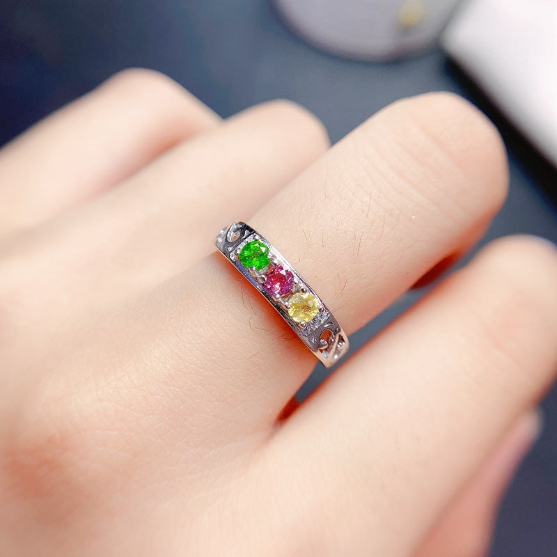 S925 Silver with Natural Tourmaline Ring