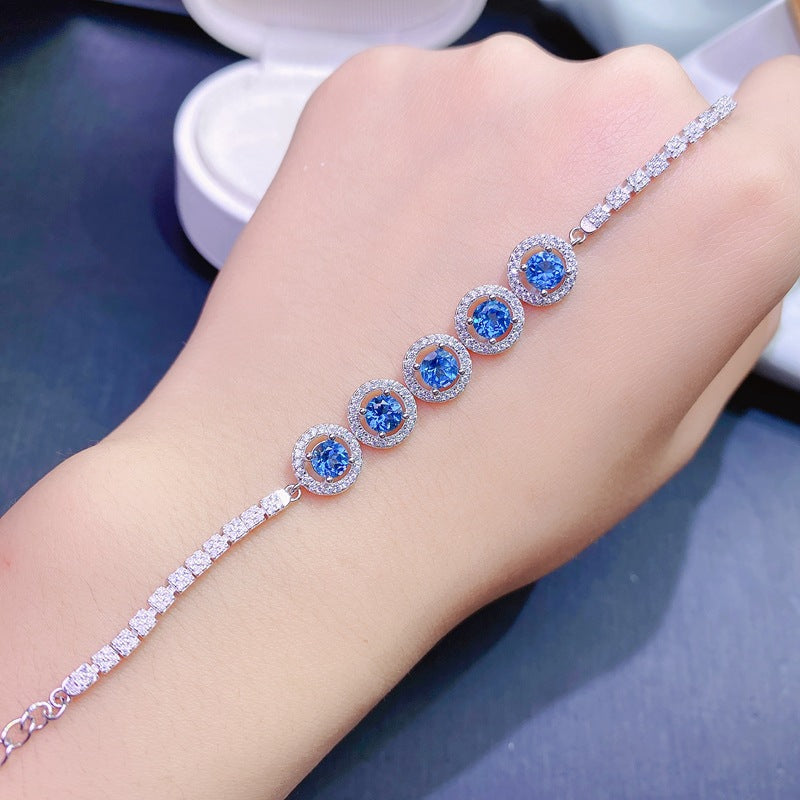 S925 Natural London Blue Topaz Bracelet