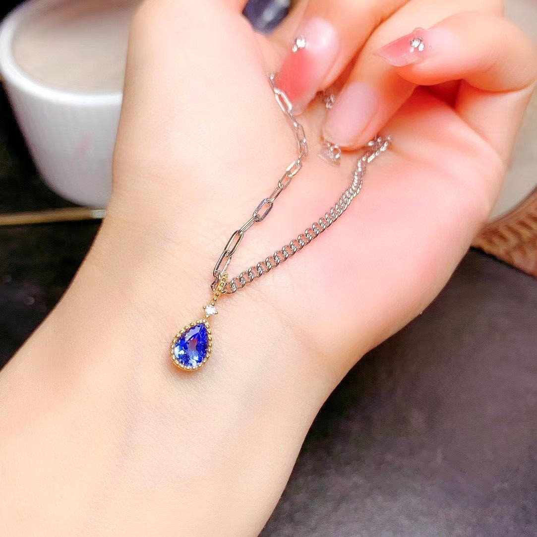 S925 1 Carat Natural Tanzanite Women's Bracelet