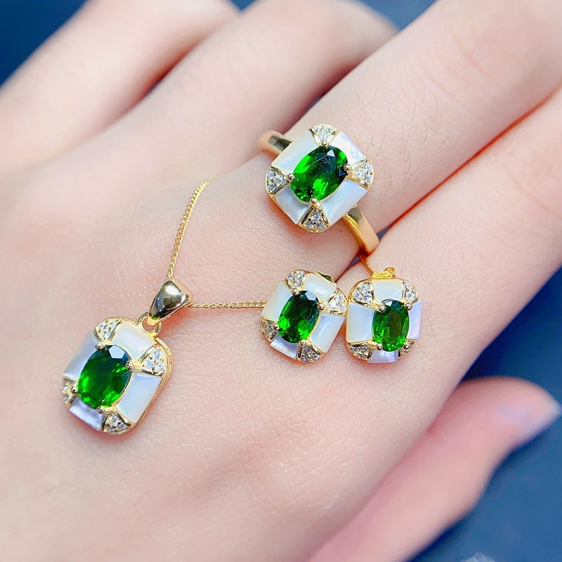 S925 Natural Tourmaline Set