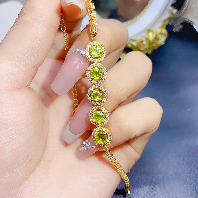 S925 Natural Peridot Bracelet