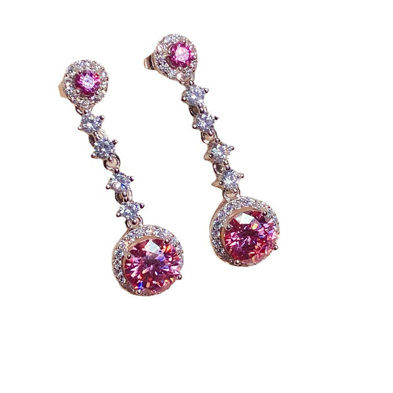 S925 USA imported moissanite diamond earrings 6.5*6.5mm 1 carat fire color flashing