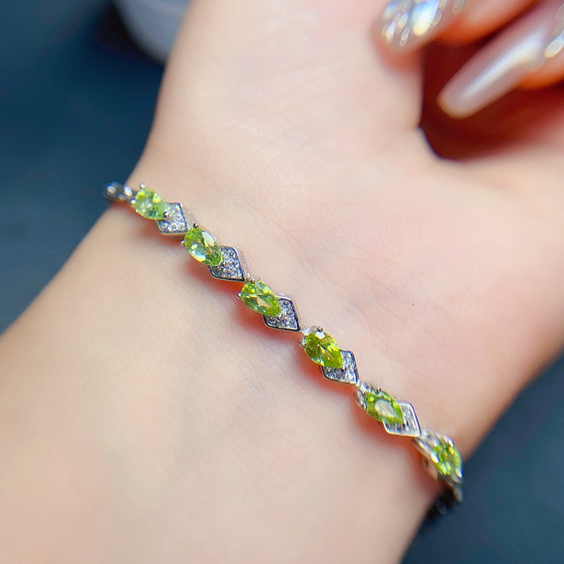 S925 Natural Peridot Bracelet