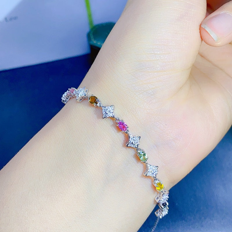 S925 Simple Fashion New Natural Tourmaline