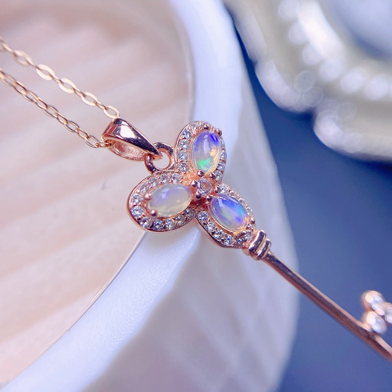 S925 Natural Opal Pendant