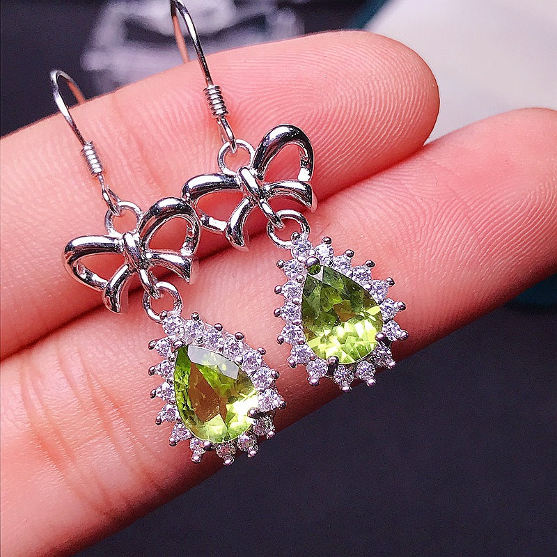 S925 Natural Peridot Earrings