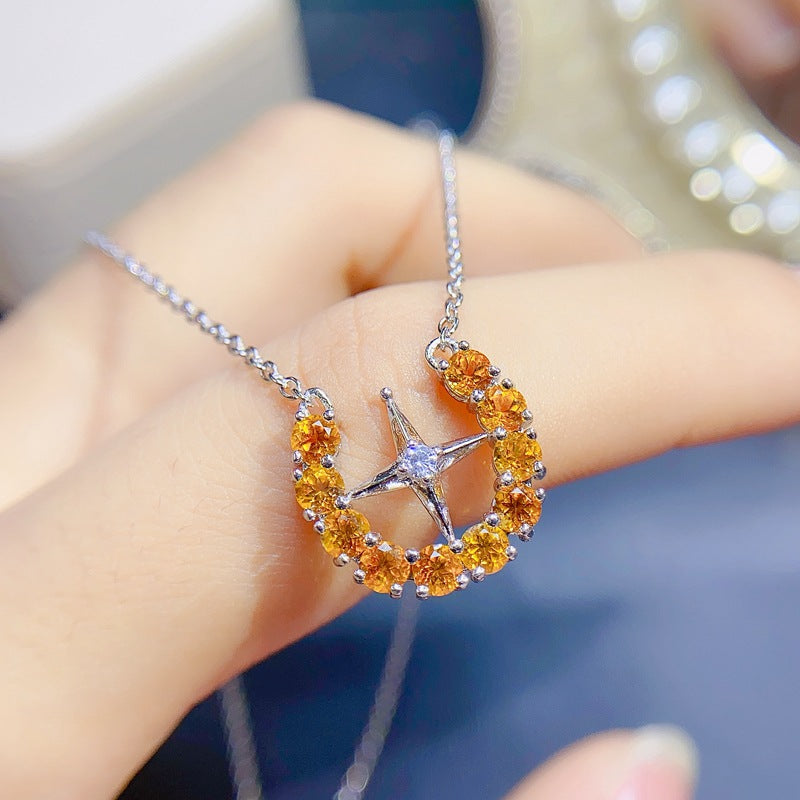 S925 Natural Yellow Crystal Necklace