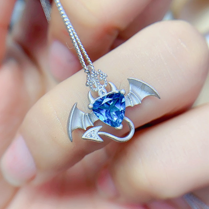 S925 New Simple Fashion Natural London Blue Topaz Pendant