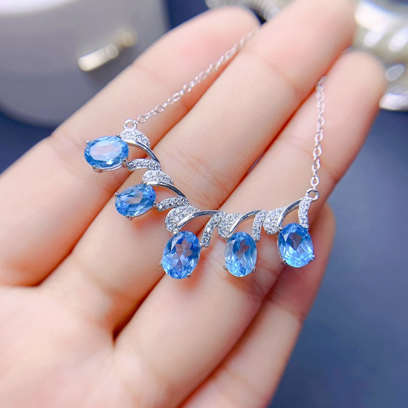 S925 Simple Luxury Natural Topaz Chain