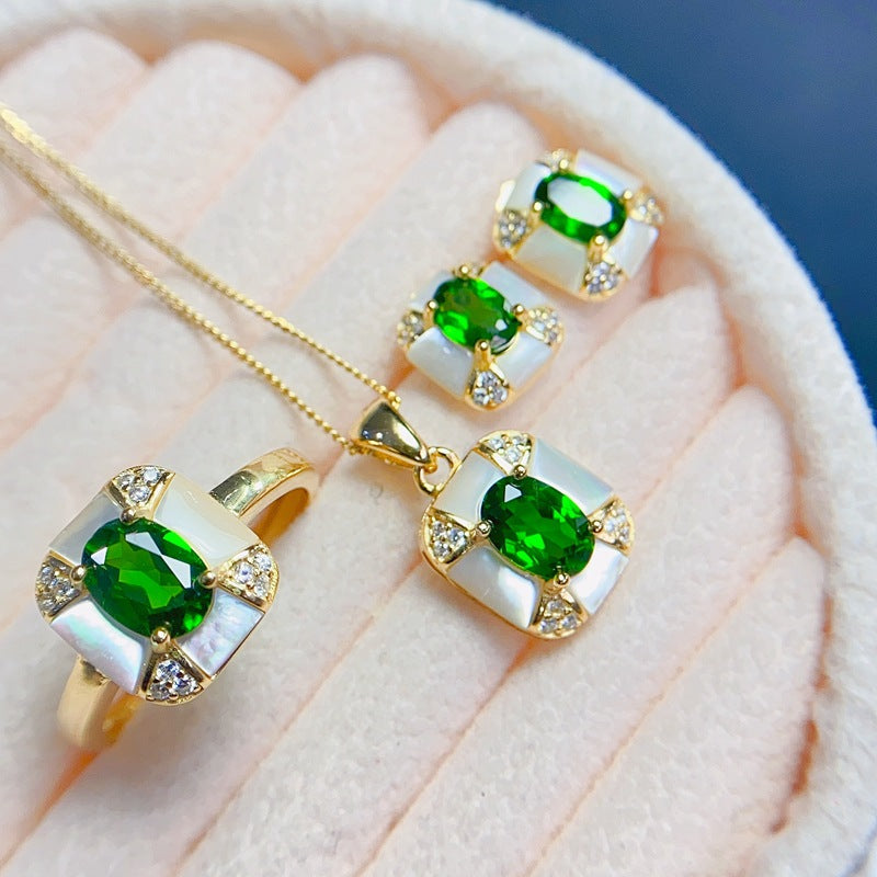 S925 Natural Tourmaline Set
