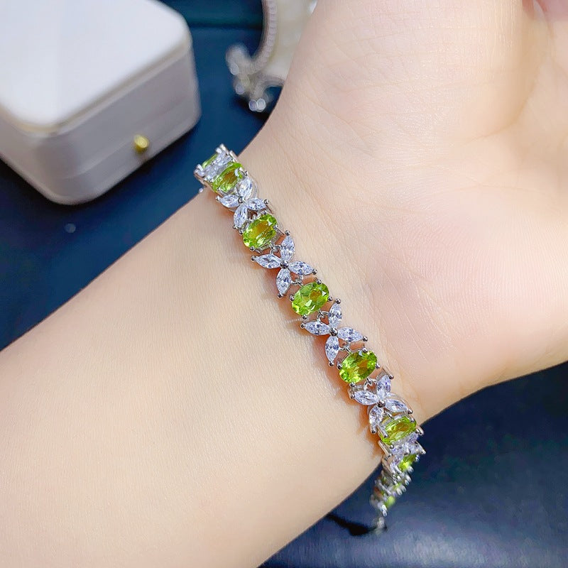 S925 Light Luxury Premium Natural Peridot Bracelet