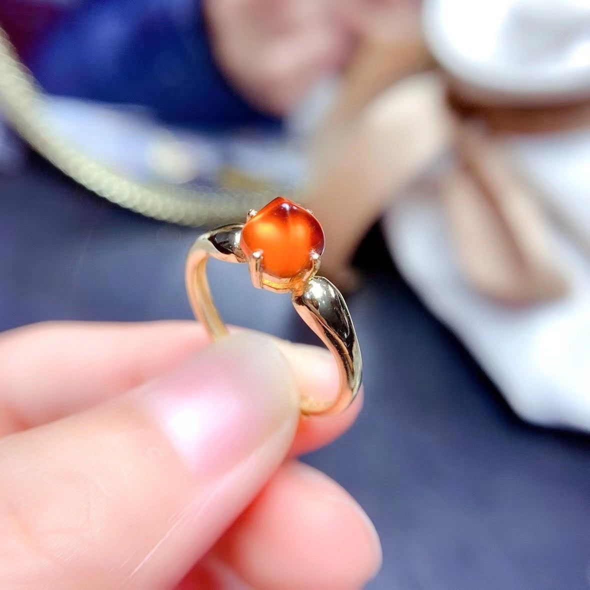 S925 Sugar Tower Garnet Inlaid Natural Fanta Garnet Ring