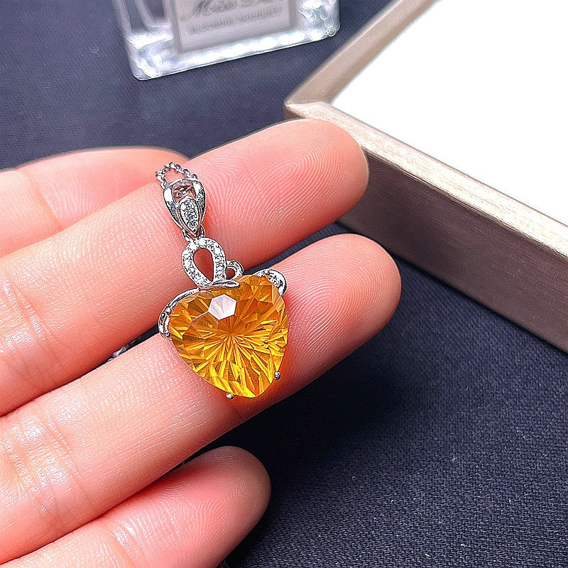 S925 Firework Citrine Pendant