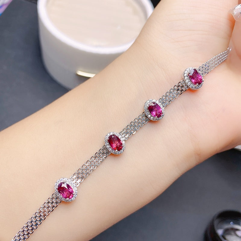 S925 Simple Natural Magnesia Aluminum Garnet Bracelet