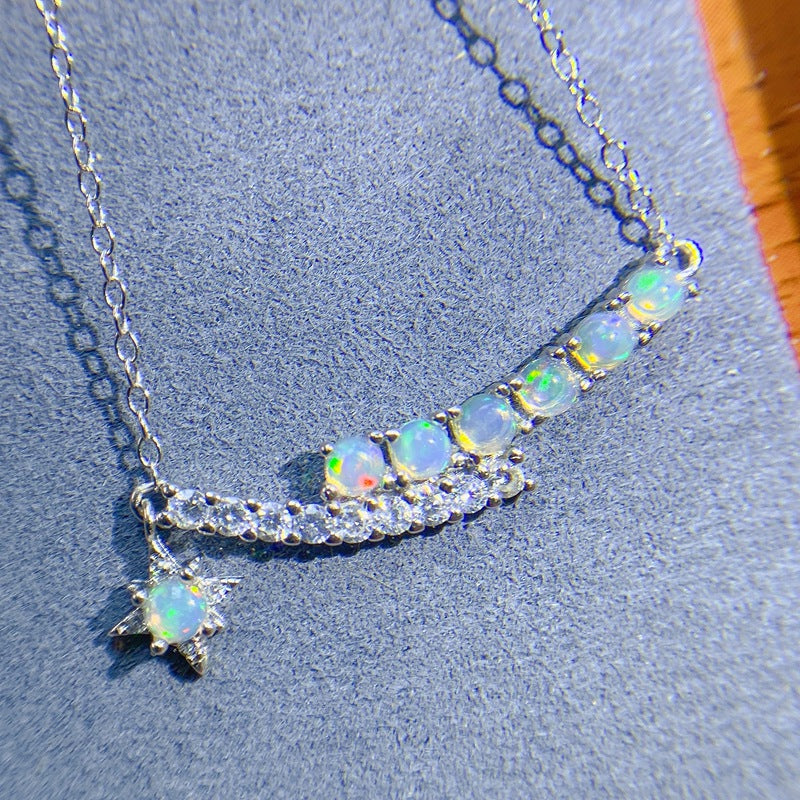S925 Natural Colorful Opal Necklace