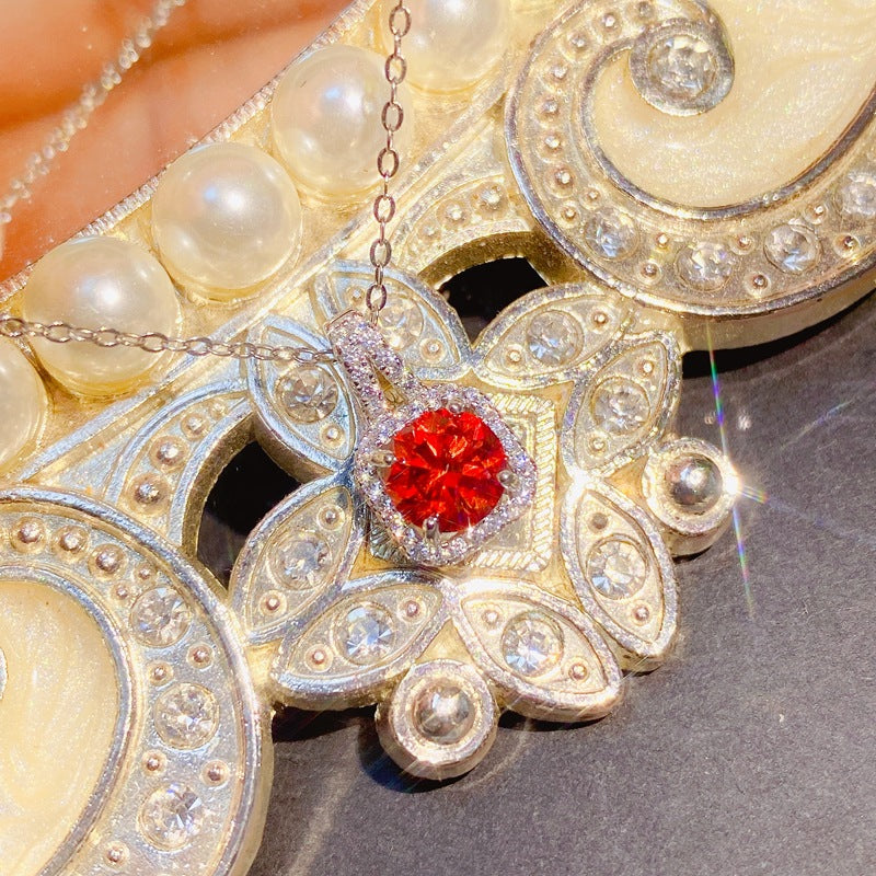 S925 Moissanite Pendant One Carat Red Diamonds