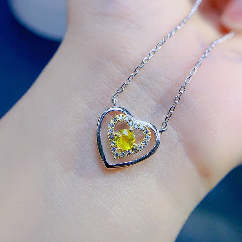 S925 Natural Natural Yellow Sapphire Necklace