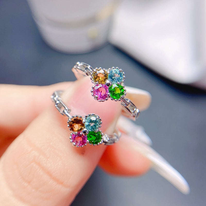 S925 Natural Tourmaline Women's Ring Style Simple