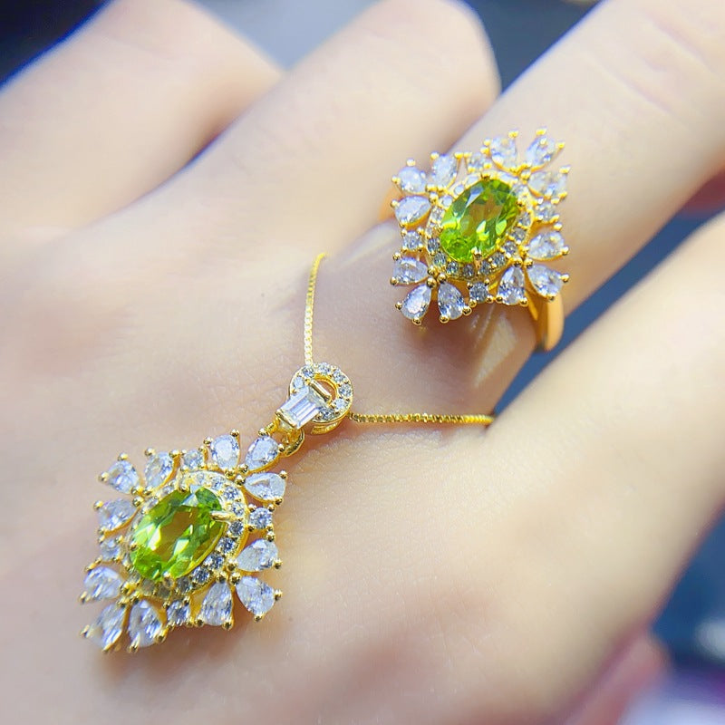 S925 Natural Peridot 5*7mm Peridot Set