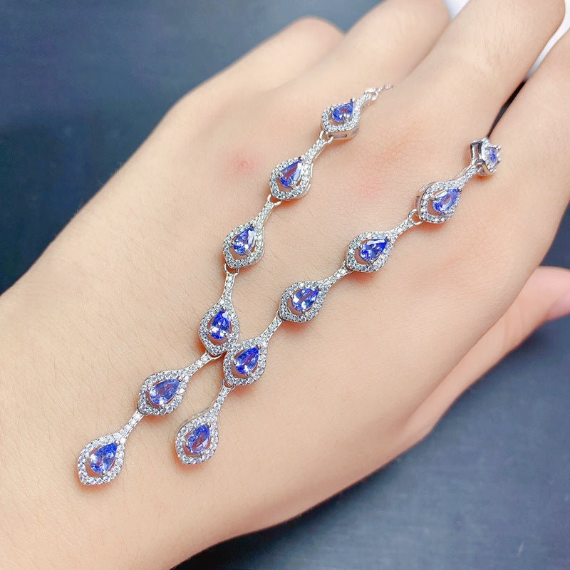 S925 Fashion Natural Tanzanite Evening Necklace