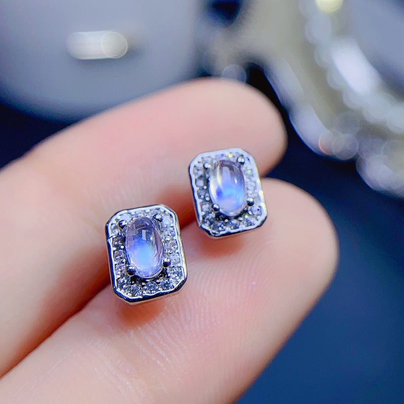 S925 Simple Fashion Natural Moonstone Earrings
