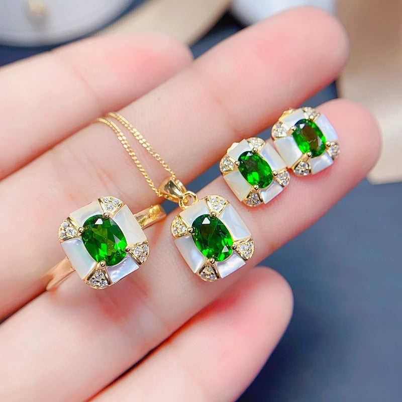 S925 Natural Tourmaline Set