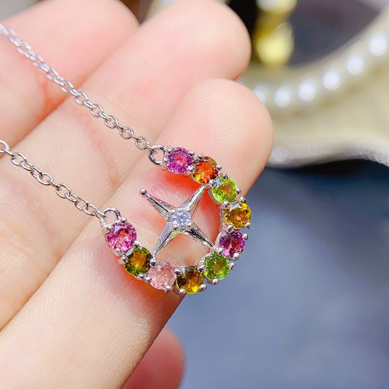 S925 Natural Tourmaline Necklace Chain