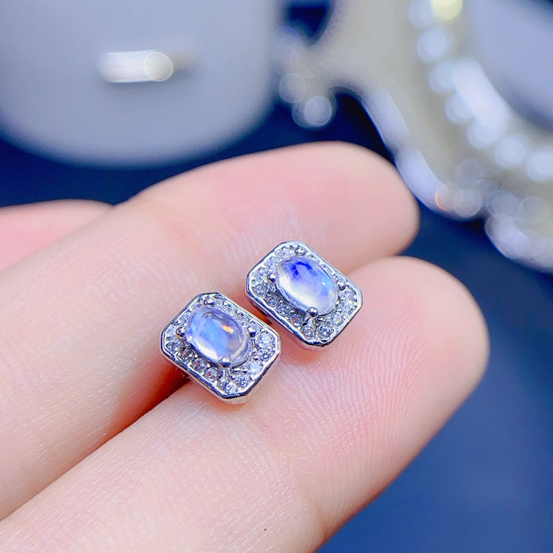 S925 Simple Fashion Natural Moonstone Earrings