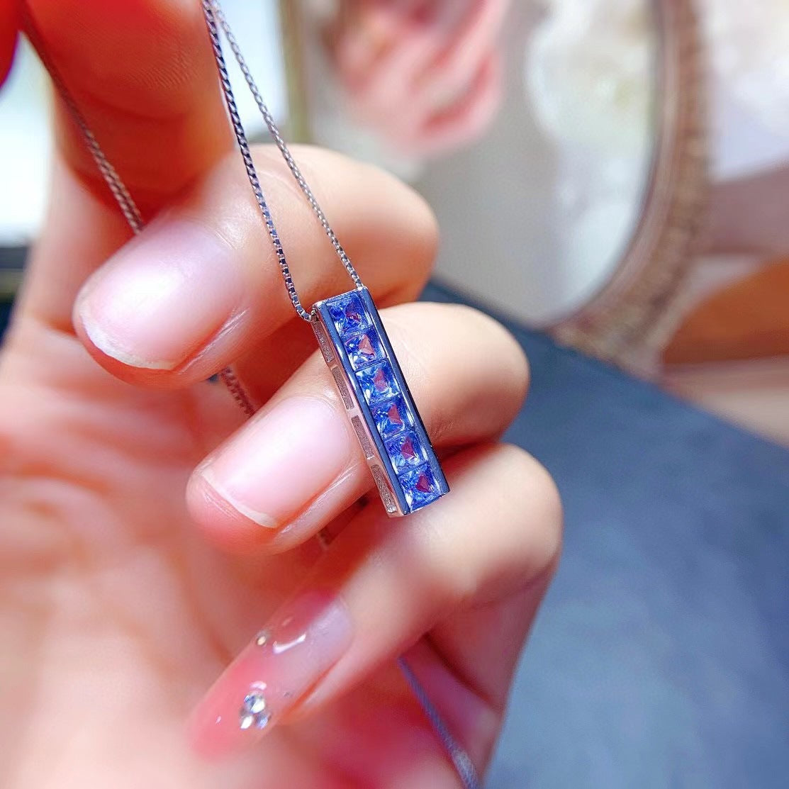 S925 Small Fresh Fashion Natural Tanzanite Evening Gift Necklace