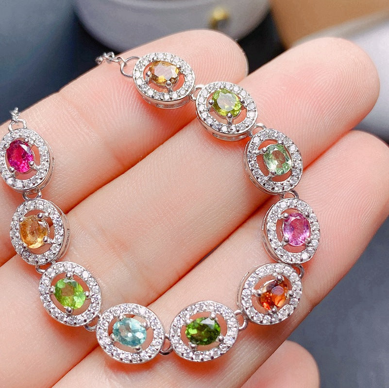 S925 Natural Pink Tourmaline Bracelet