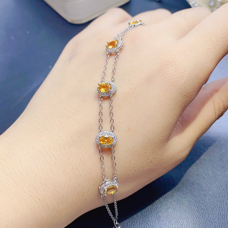 S925 Fashion Bracelet Natural Citrine Bracelet
