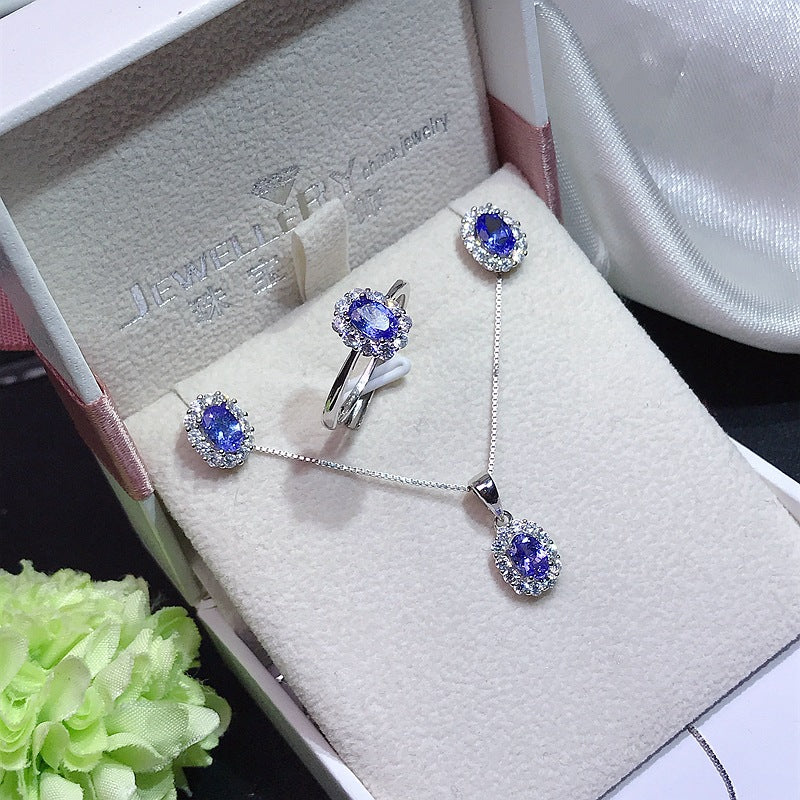 S925 Natural Tanzanite Set