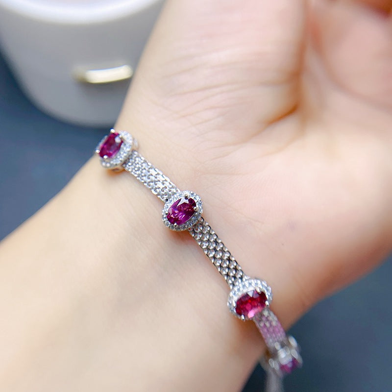S925 Simple Natural Magnesia Aluminum Garnet Bracelet