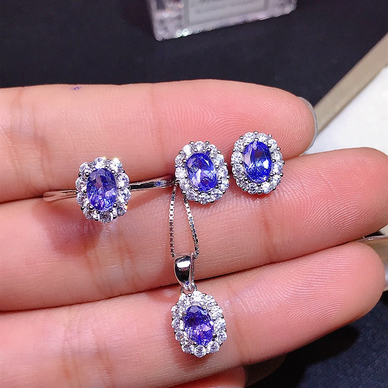 S925 Natural Tanzanite Set