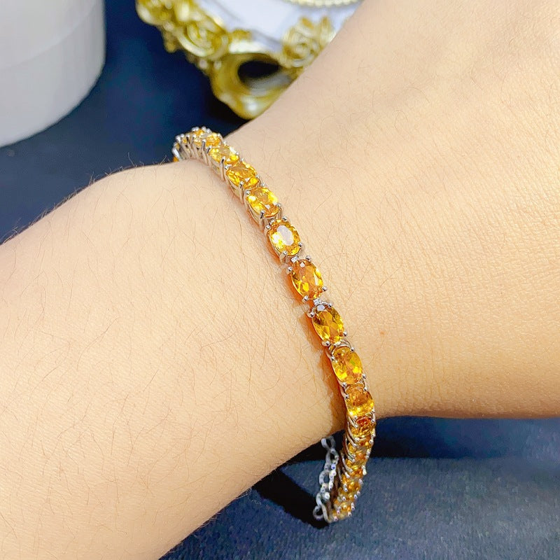 S925 Fresh and Simple Natural Citrine Bracelet