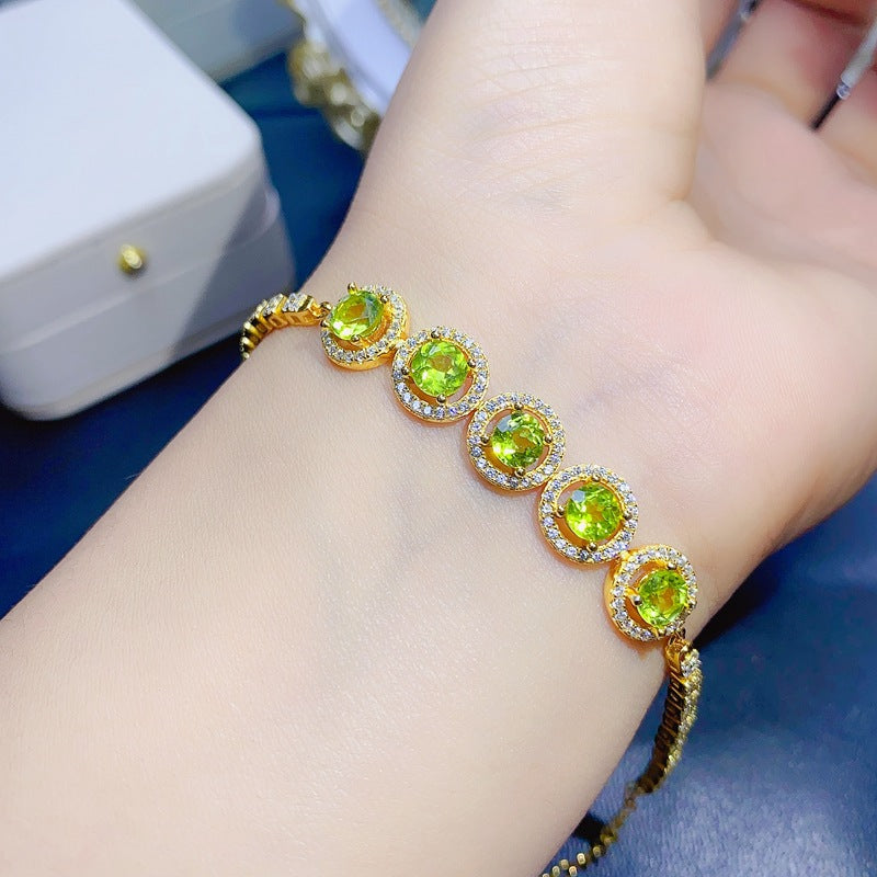 S925 Natural Peridot Bracelet