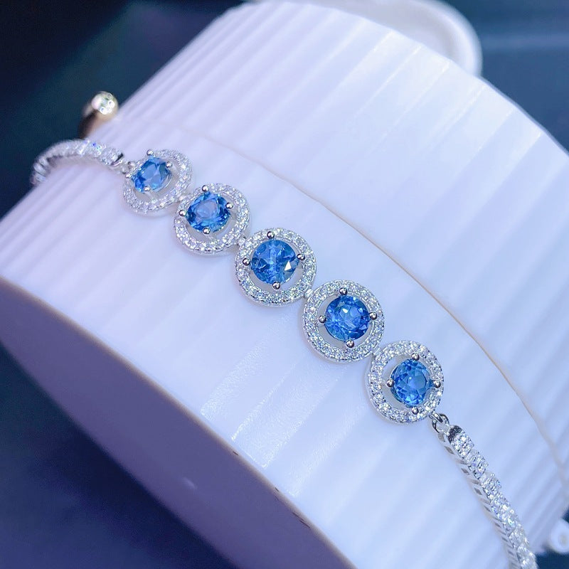 S925 Natural London Blue Topaz Bracelet