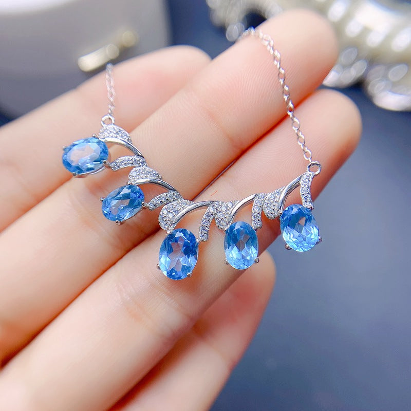 S925 Simple Luxury Natural Topaz Chain