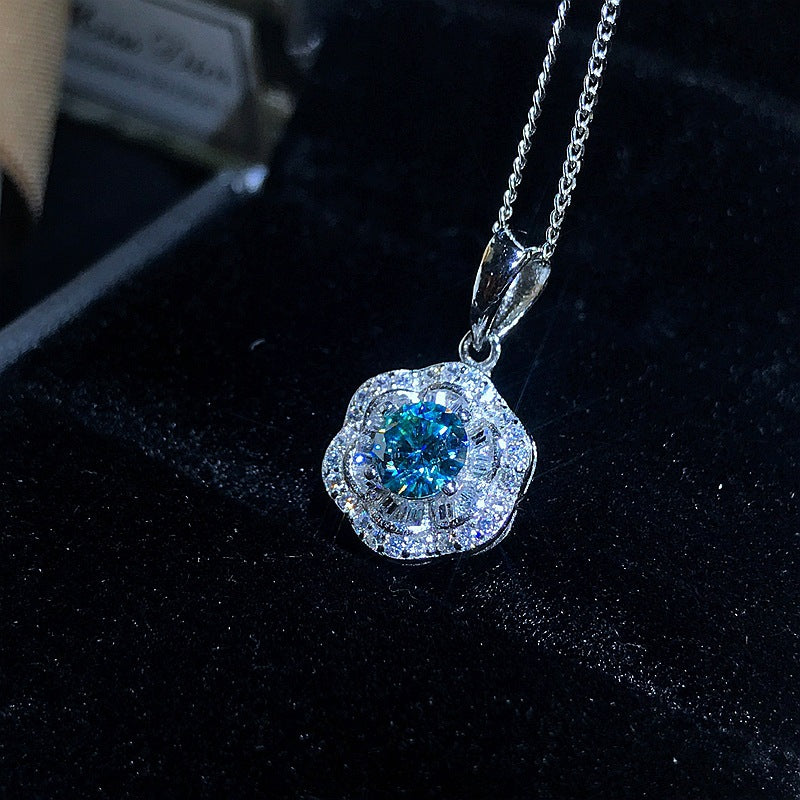 925 silver with green moissanite diamond pendant