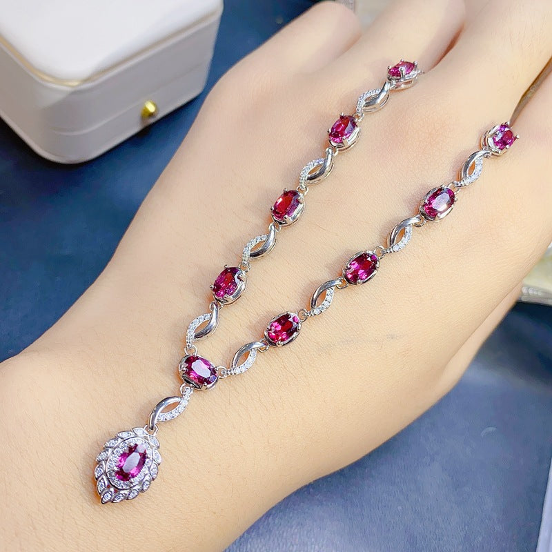 S925 Natural Magnesia Aluminum Garnet Necklace