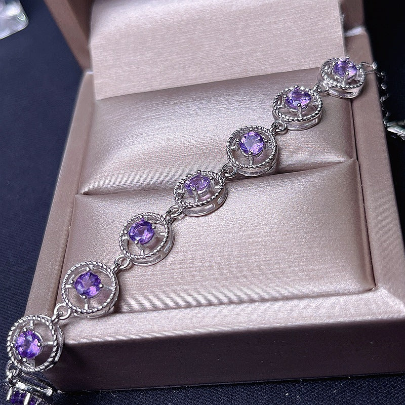S925 Natural Amethyst Bracelet