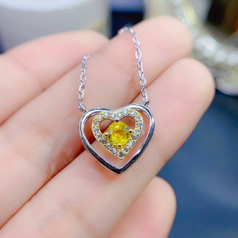 S925 Natural Natural Yellow Sapphire Necklace