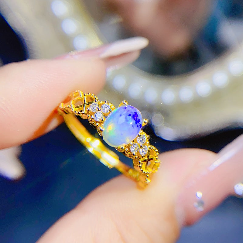 S925 Natural Opal Ring