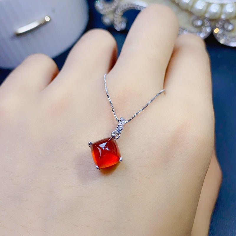 S925 Natural Tantalum Garnet Pendant