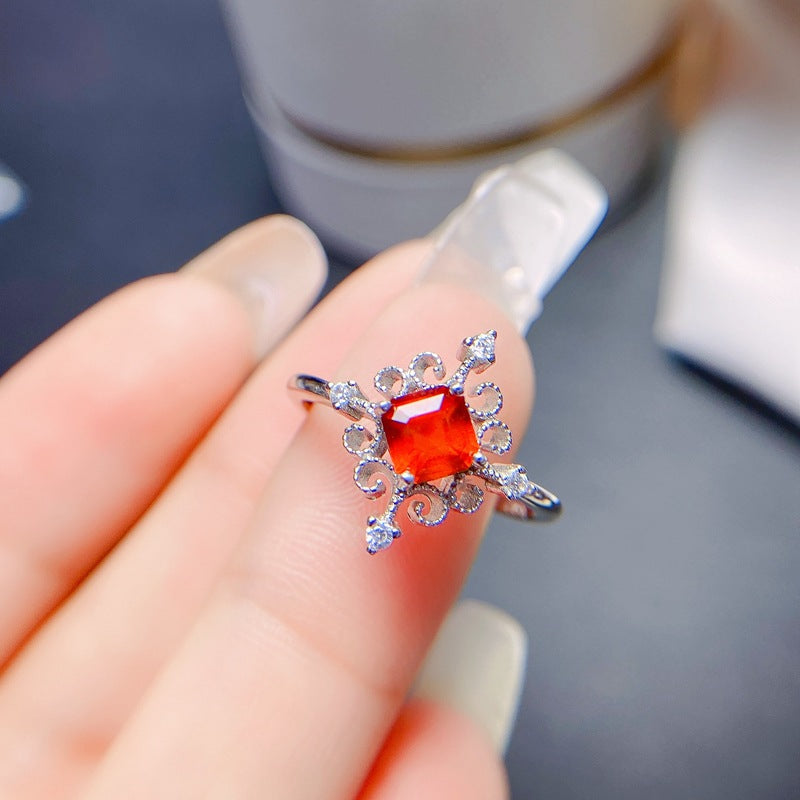 S925 Women's Natural Fanta Garnet Ring