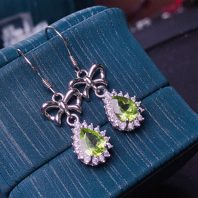 S925 Natural Peridot Earrings
