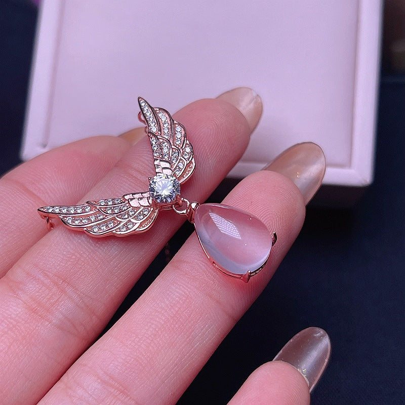 S925 Natural Pink Crystal Pendant